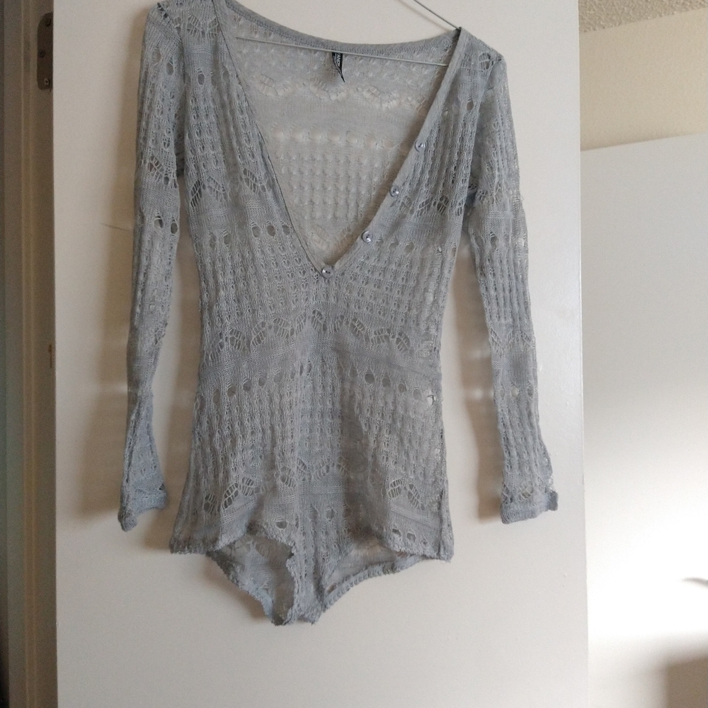 Gray knit lingerie/ body suit